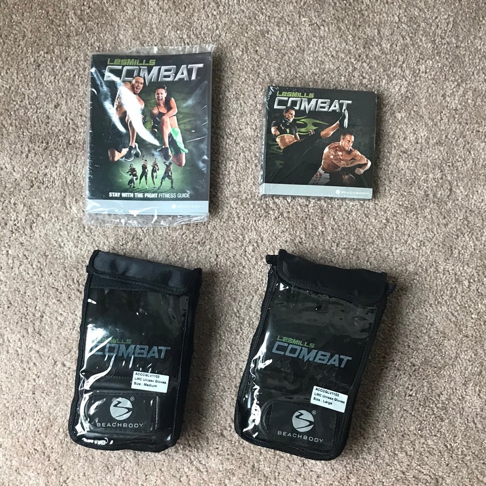 Les Mills Combat DVD’s, program guide and gloves